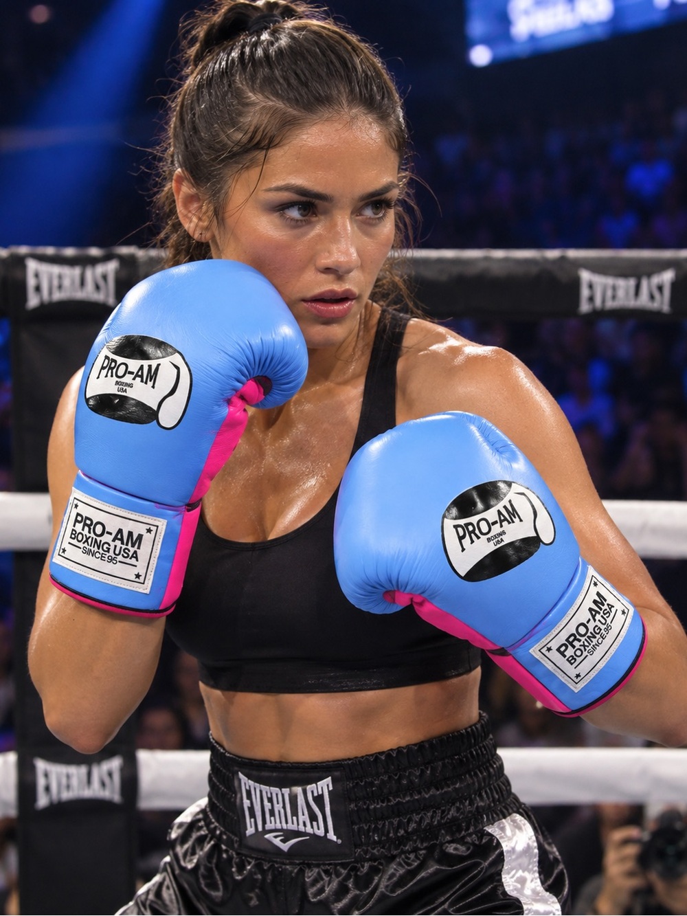 Women’s Blue & Pink Boxing Gloves – Cushioned Training Gloves 12oz. 100% Leather
